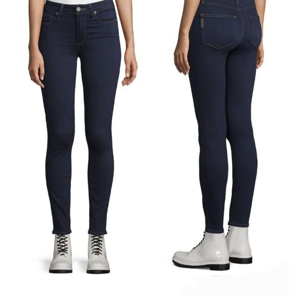 Paige Hoxton Ankle Skinny Jeans Dark Wash High Rise Stretch Denim Size 28